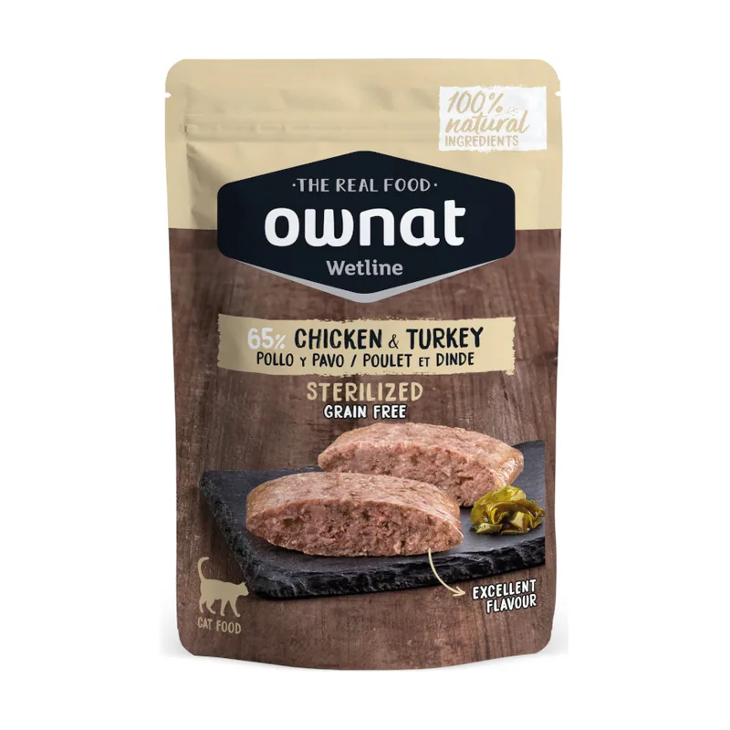 Ownat 85 g Wetline Esterilizado Pollo y Pavo sobre