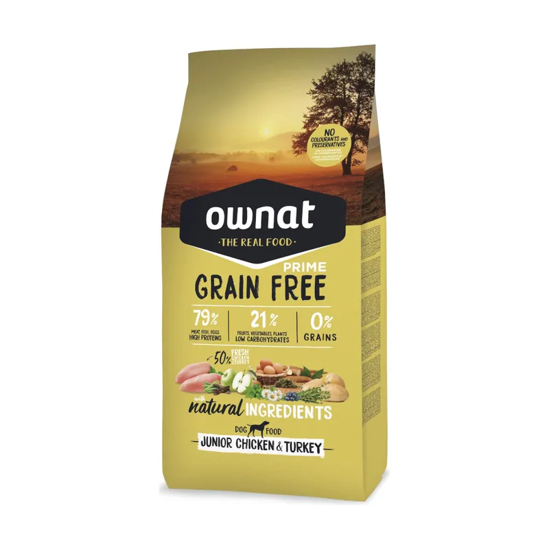 Ownat 3 kg Junior Prime Grain Free Pollo y Pavo pienso