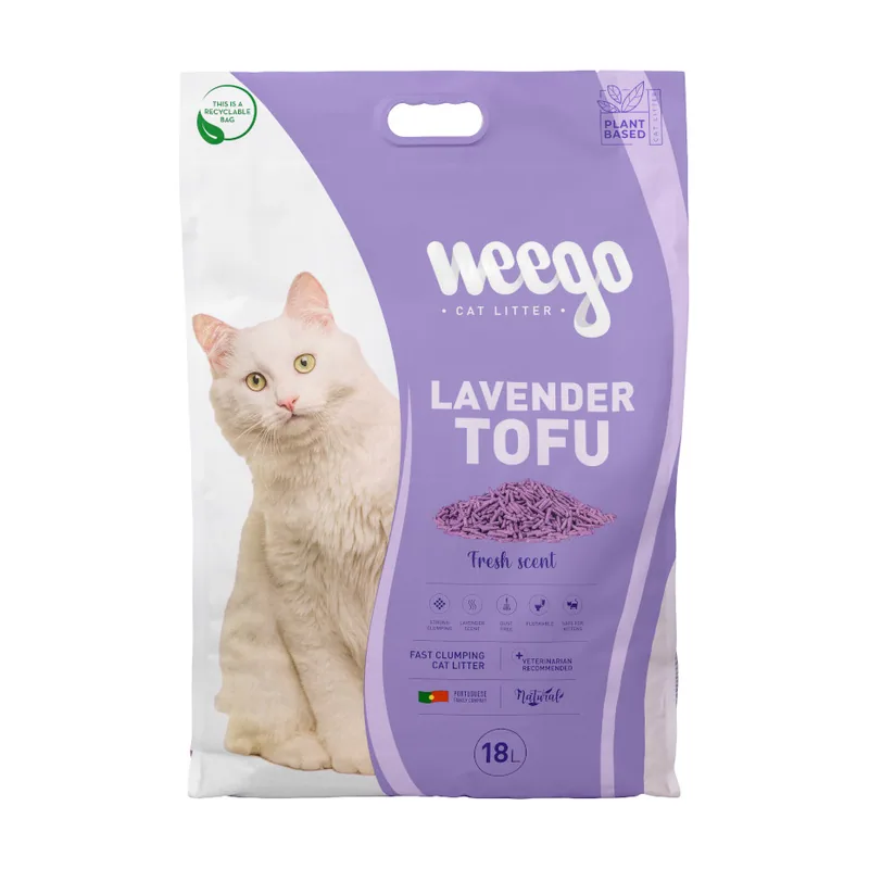 Weego 18 L Lavender Tofu Arena aglomerante para gatos