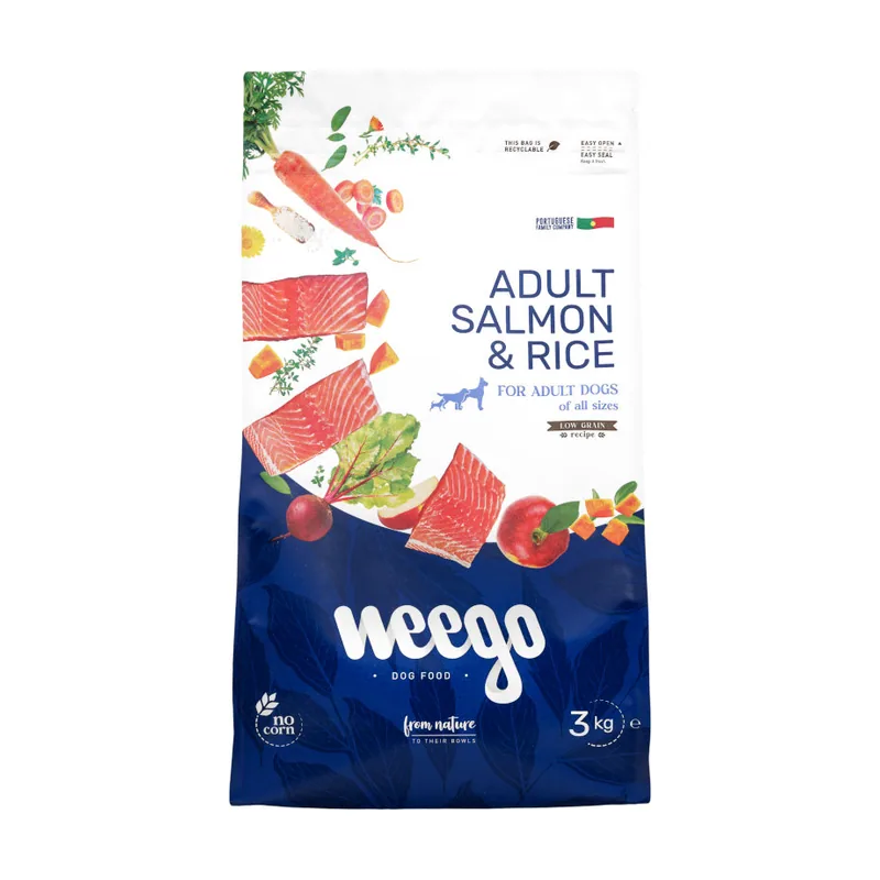 Weego Low Grain Salmón y Arroz pienso