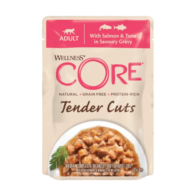 Wellness Core 85 g Tender Cuts salmón y atún sobre en salsa