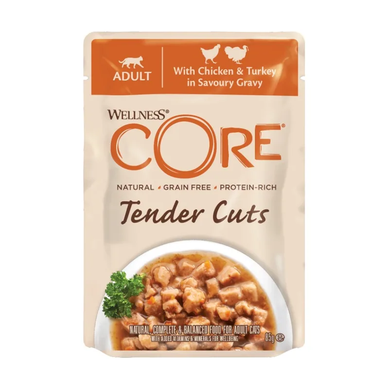 Wellness Core 85 g Tender Cuts pollo y pavo sobre en salsa