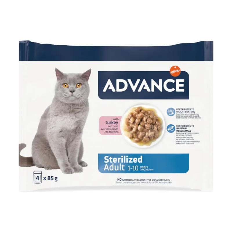 Advance 4 sobres x 85 g Adult Sterilized Pavo en salsa sobre