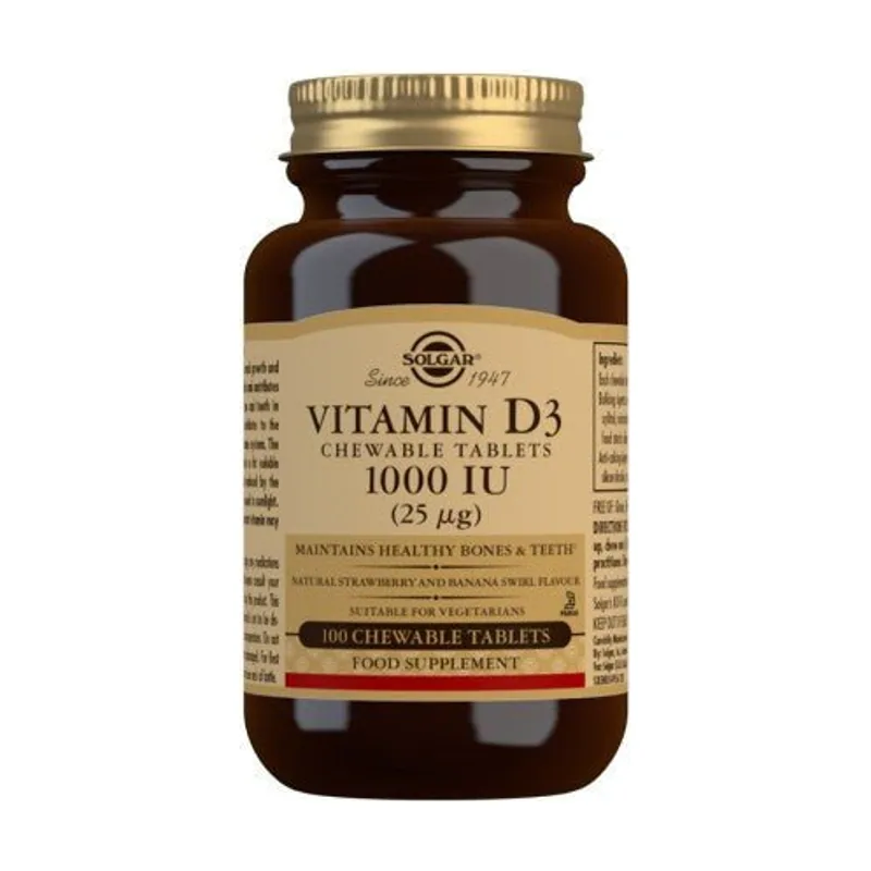 Solgar Vitamina D3 1000 IU 100 Comprimidos Masticables