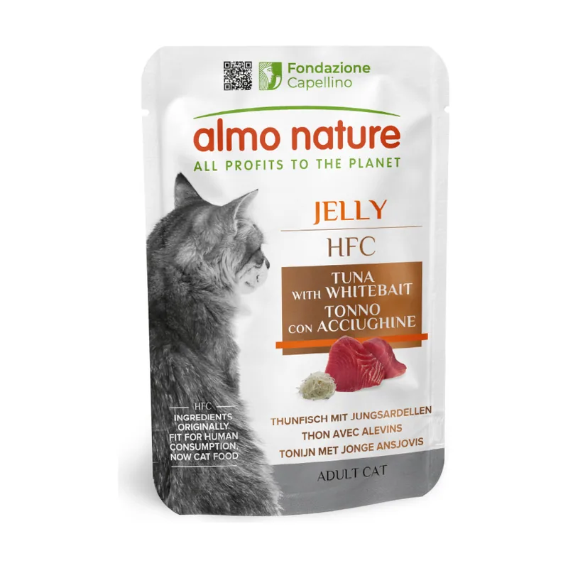 Almo Nature 55 g HFC Atún con Pescado Blanco en Gelatina sobre