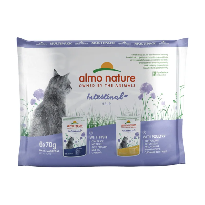 Almo Nature 6 sobres x 70 g Intestinal Help Pescado y Aves sobre