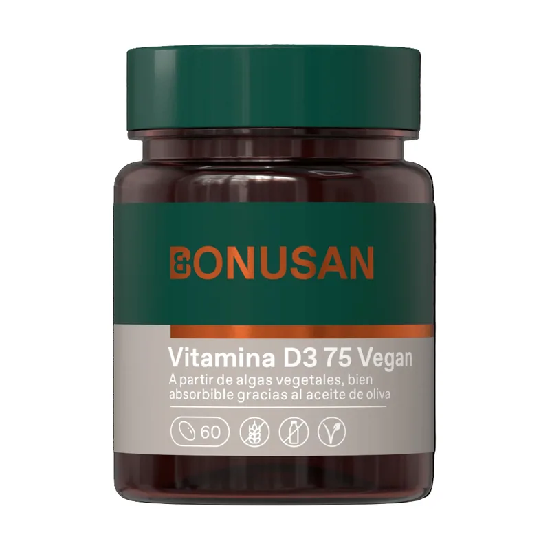 Bonusan Vitamina D3 75 Vegan Suplemento 60 Cápsulas
