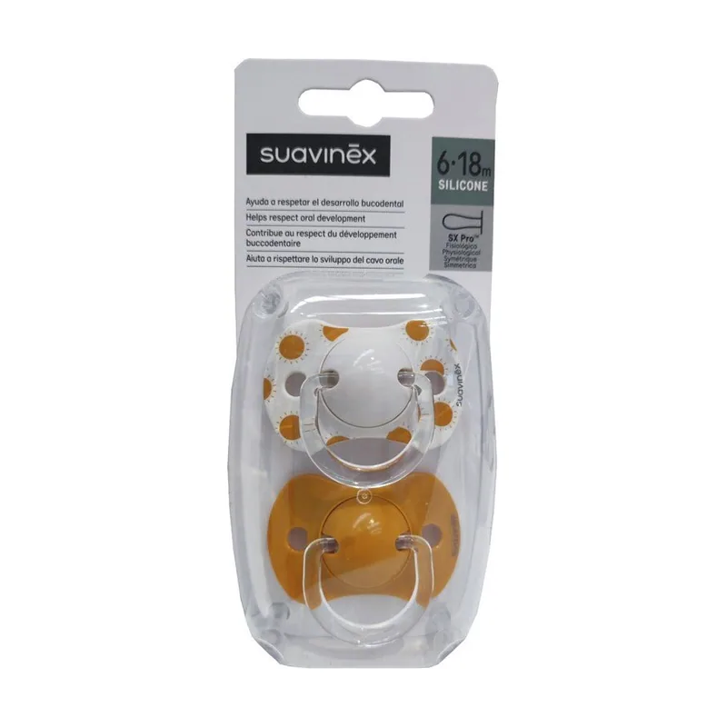 Suavinex Chupete SX Pro Tetina Fisiológica Silicona 6-18 Meses 2 Unidades Zorro