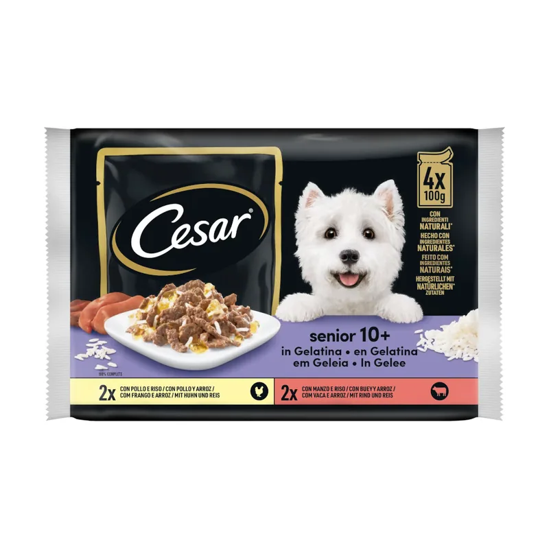 Cesar 4 sobres x 100 g Senior 10+ Selección en Gelatina sobres
