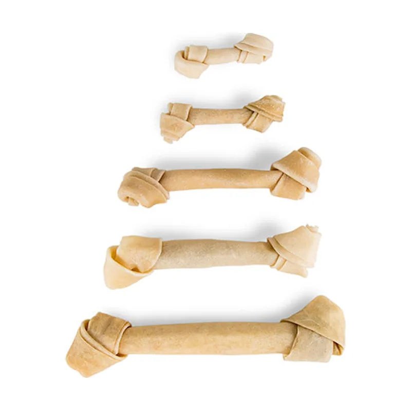 Criadores 5 huesos x 7 cm Hueso de Cuero Prensado con nudos snack