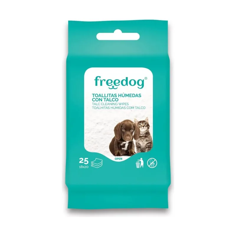 Freedog Toallitas Húmedas con Talco para perros y gatos