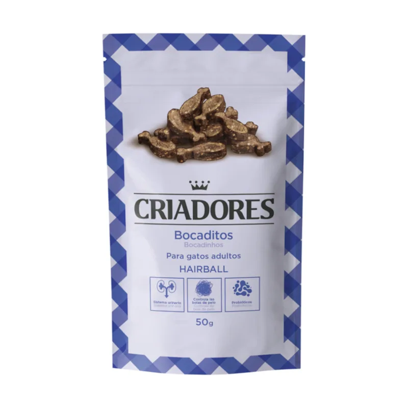 Criadores 50 g Bocaditos Hairball snack de Pavo