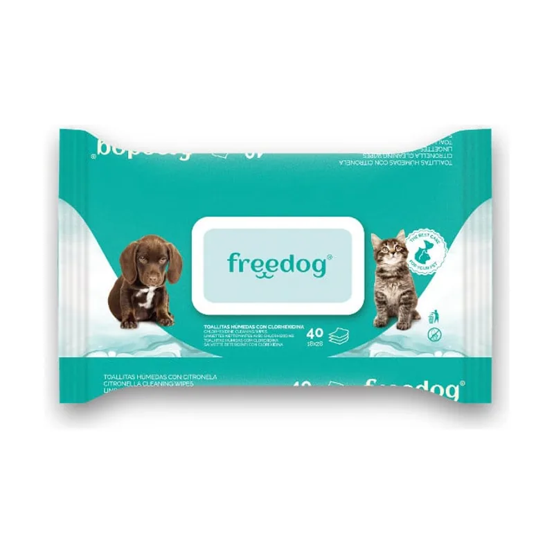 Freedog Toallitas Húmedas con Clorhexidina para perros y gatos