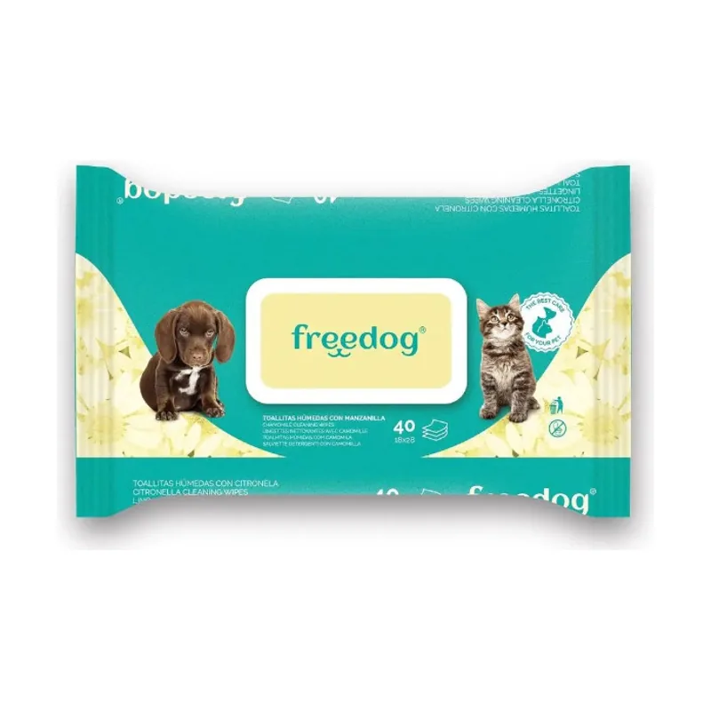 Freedog Toallitas Húmedas con Manzanilla para perros y gatos
