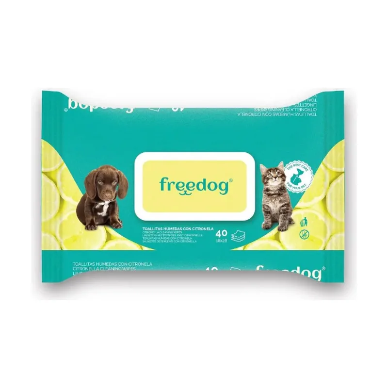 Freedog Toallitas Húmedas con Citronela para perros y gatos