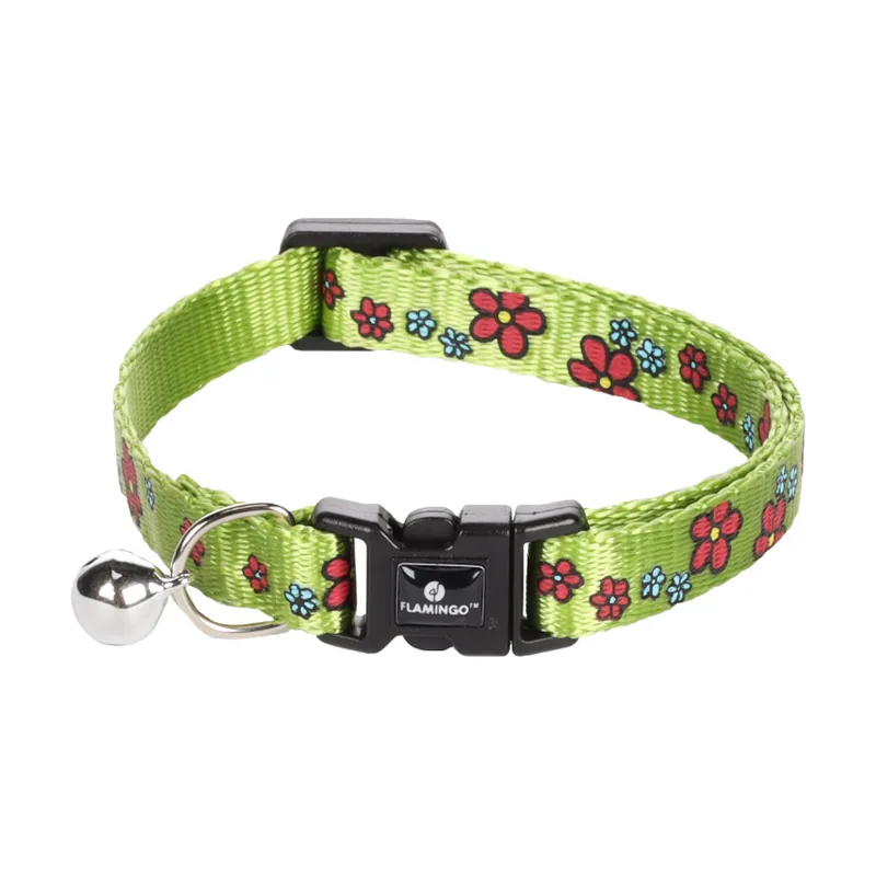 Flamingo Collar Ziggi Flores Verde para gatos