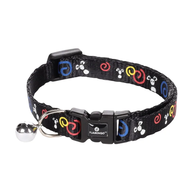 Flamingo Collar Ziggi Estampado Negro para gatos
