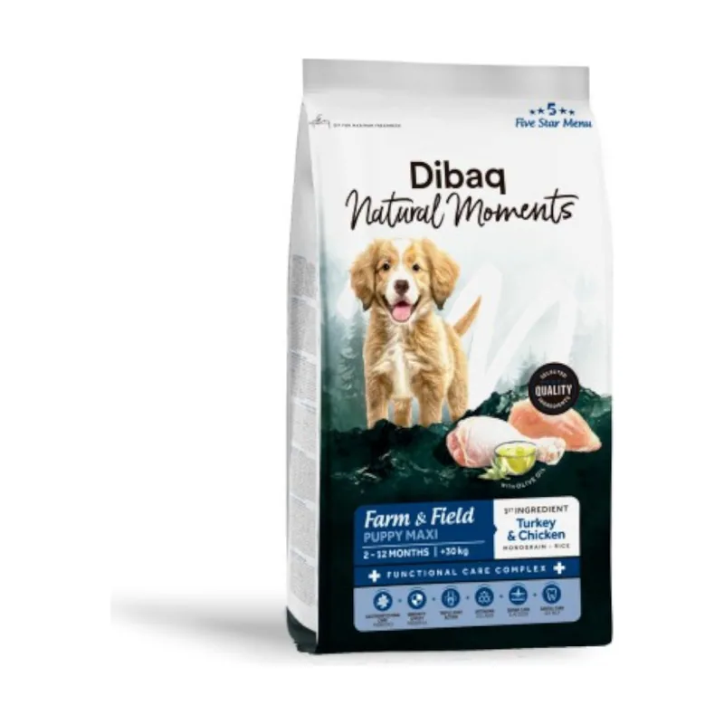 Dibaq 12 kg Natural Moments Pienso Maxi Pavo y Pollo para cachorro