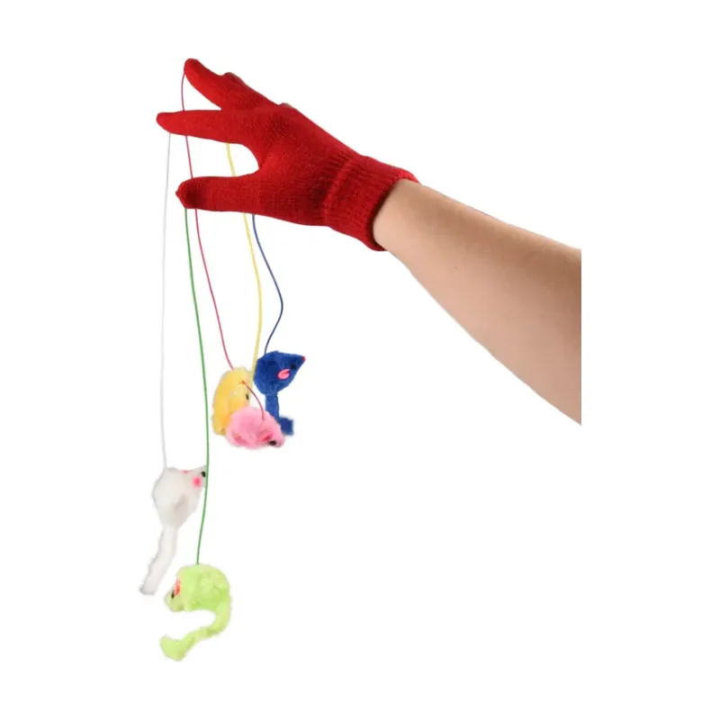 Flamingo Guante de juguete con ratones para gatos