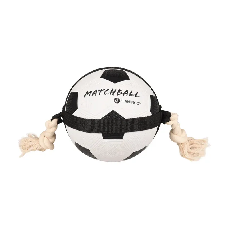 Flamingo Matchball Pelota de Futbol con cuerda para perros