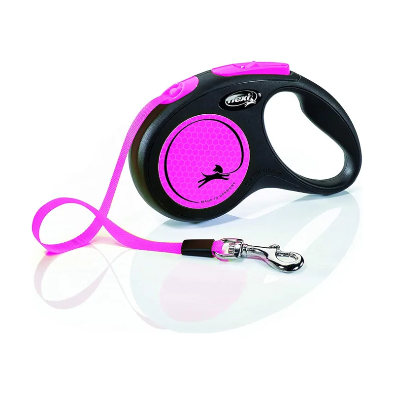 Flexi Neon Correa Extensible rosa para perros