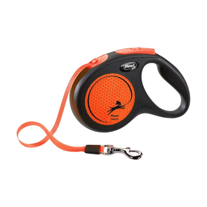 Flexi Neón Correa Extensible naranja para perros