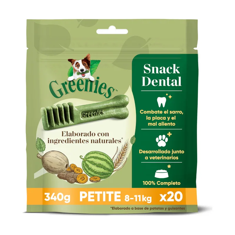 Greenies 20 barritas Petite Snacks Dentales Naturales