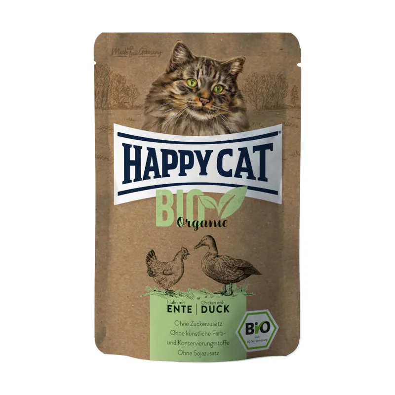 Happy Cat 85 g Adultos Bio Organic Pollo y Pato sobre en salsa