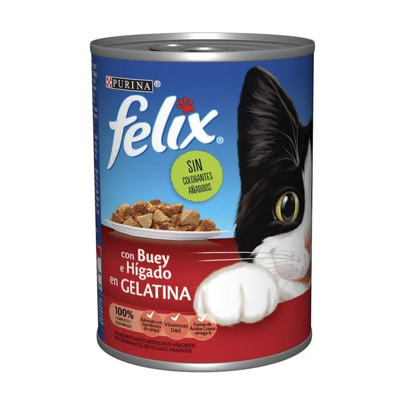 Felix 400 g Buey e Hígado en Gelatina lata