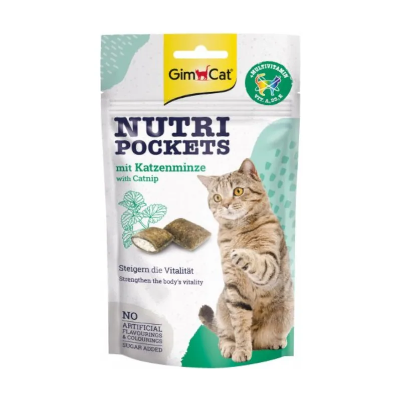GimCat 60 g Bocaditos Nutri Pockets Catnip y Multivitaminas