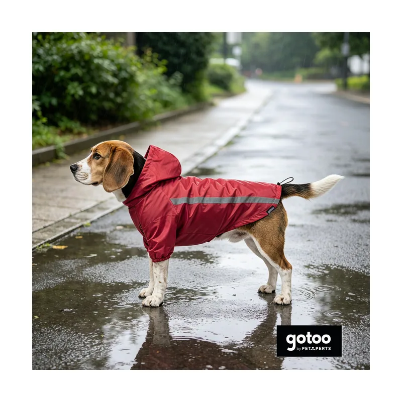 Gotoo Abrigo Impermeable Reflectante Rojo para perros