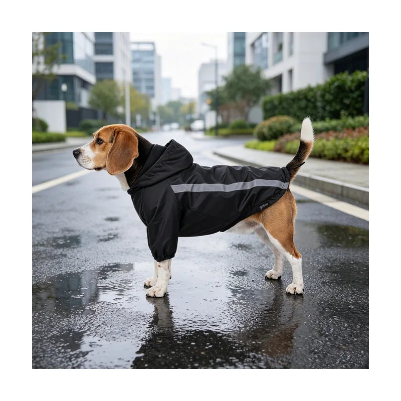 Gotoo Abrigo Impermeable Reflectante Negro para perros