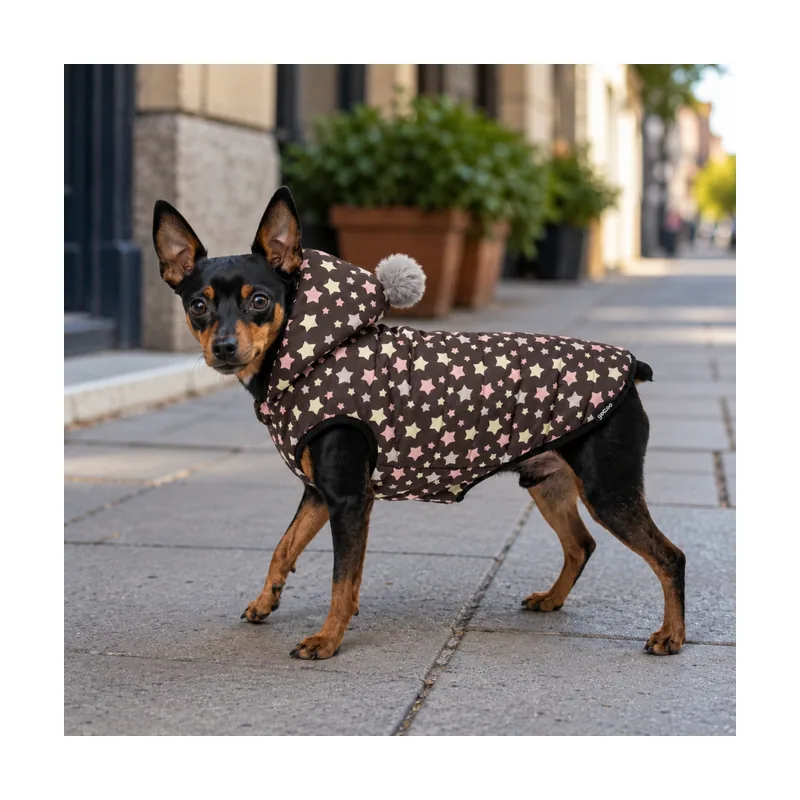 Gotoo Abrigo Estrellas con Capucha y Pompón para perros