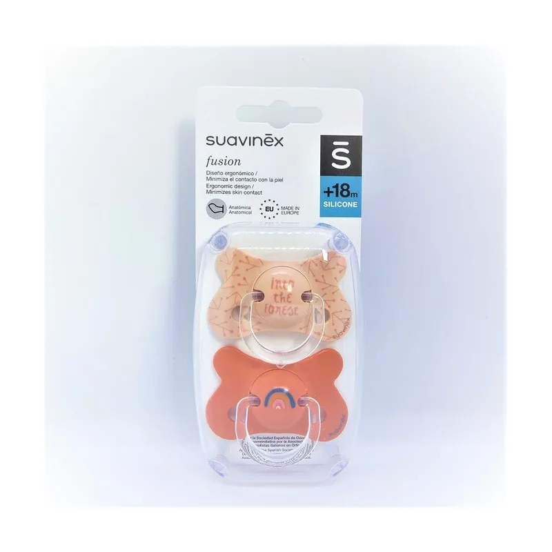 Suavinex Chupete Fusion Tetina Anatómica Silicona +18M 2ud Ondas Ardilla