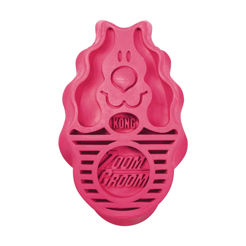 Kong Zoom Groom Cepillo de goma rosa para perros
