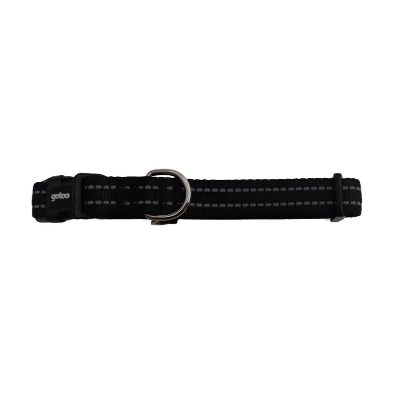 Gotoo Collar de nylon reflectante negro para perros