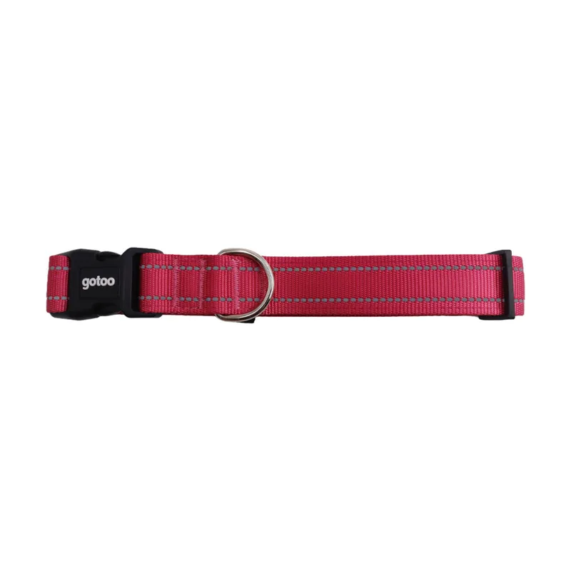 Gotoo Collar de nylon reflectante rosa para perros