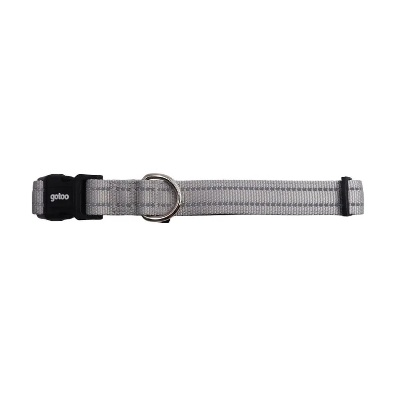 Gotoo Collar de nylon reflectante gris para perros