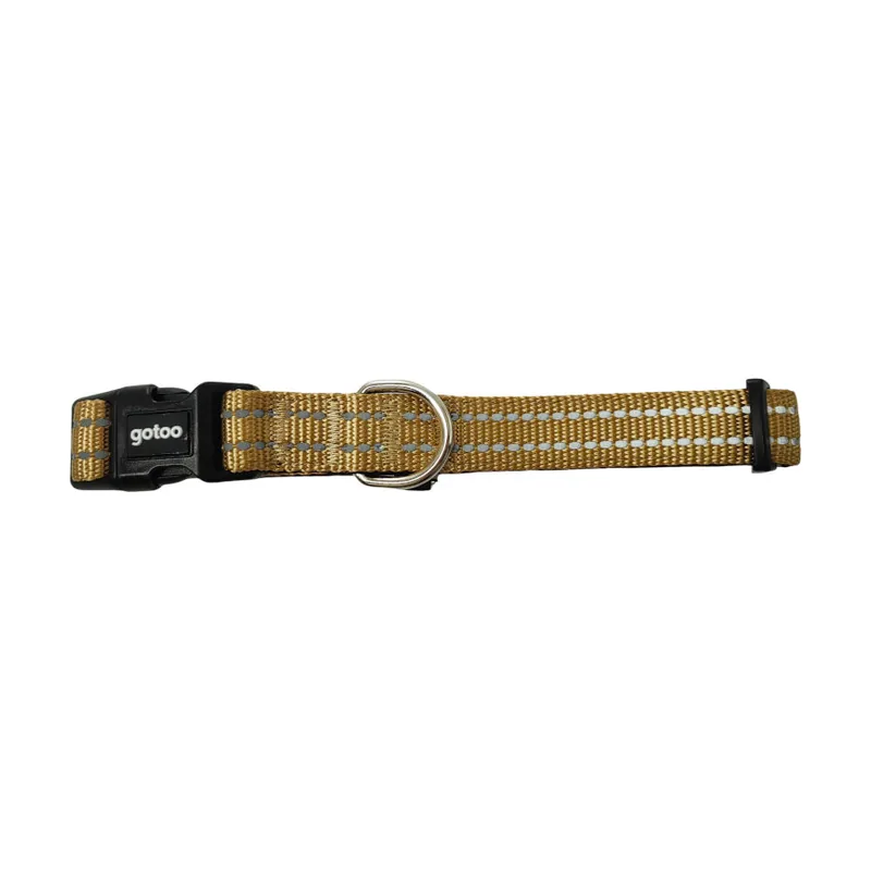Gotoo Collar de nylon reflectante beige para perros