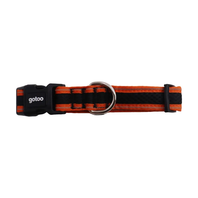 Gotoo collar de malla transpirable naranja y negro para perros