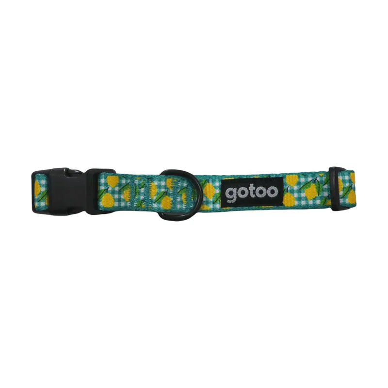 Gotoo Collar cuadro vichy amarillo para perro