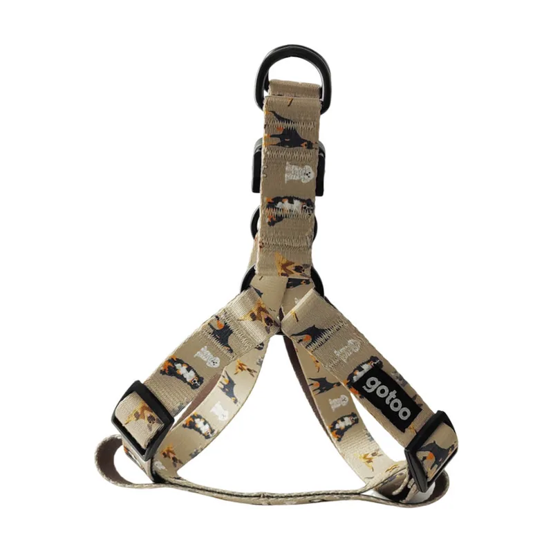 Gotoo Arnés ajustable estampado marrón para perros