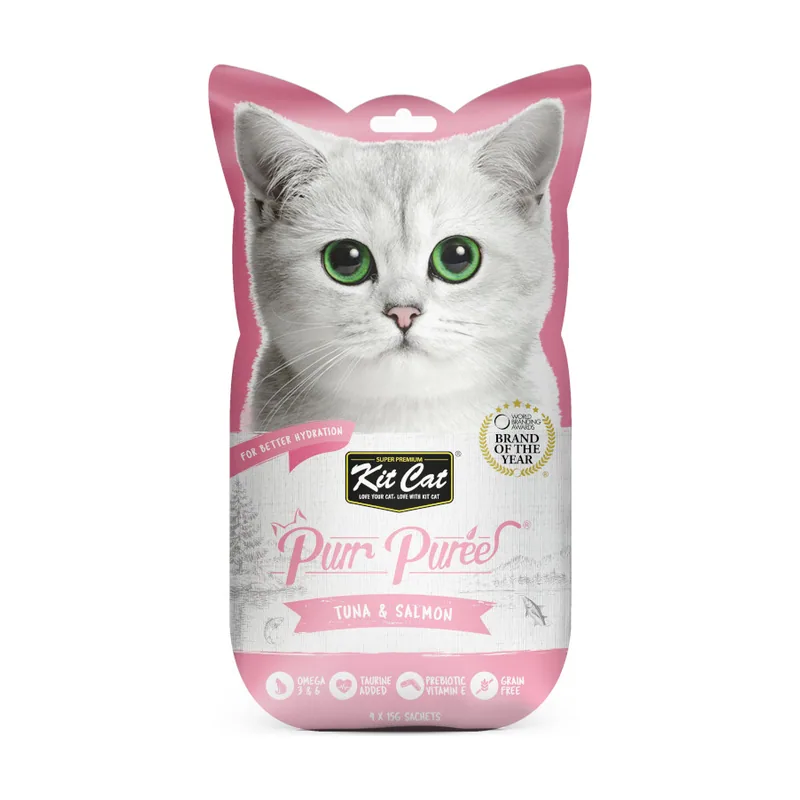 Kit Cat 4 sobres x 15 g PurPuree Atún y Salmón Snack