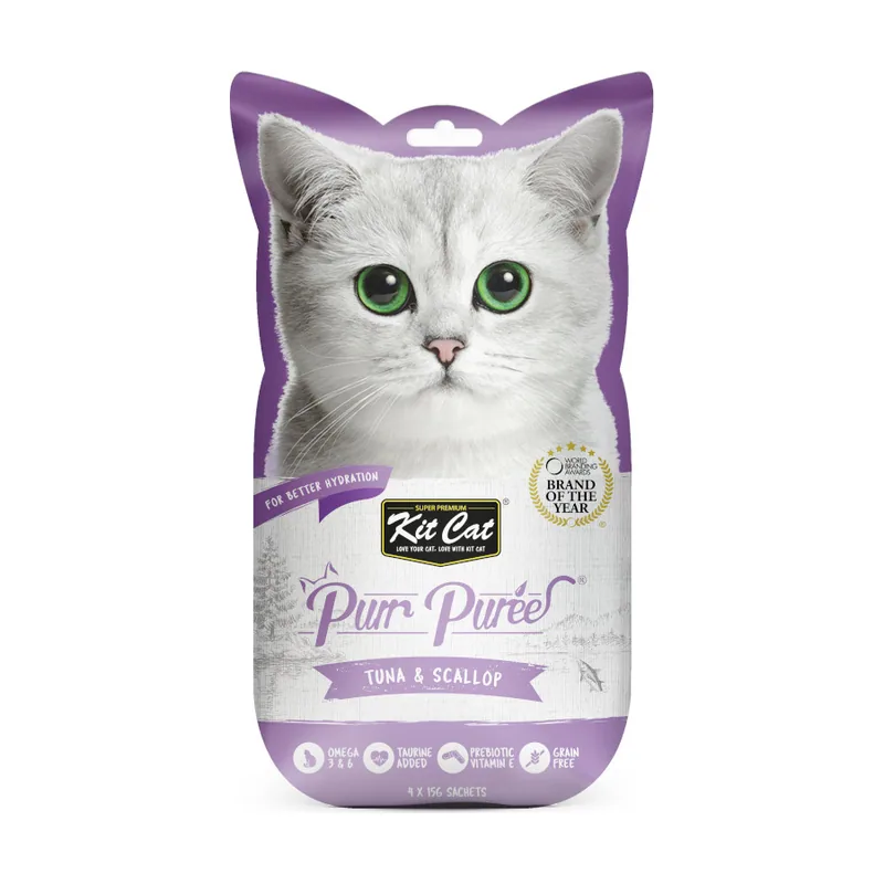 Kit Cat 4 sobres x 15 g PurPuree Atún y Vieiras Snack