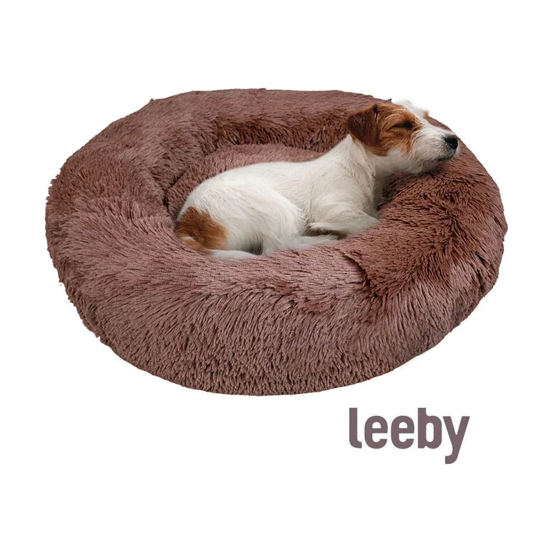 Leeby Cama Redonda Antiestrés Marrón para perros