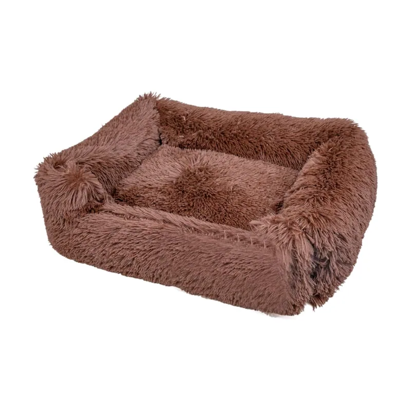 Leeby Cama Suave Antiestrés de Pelo Marrón para perros