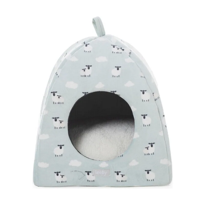 Leeby Iglú Desenfundable Blanco con Ovejitas para gatitos