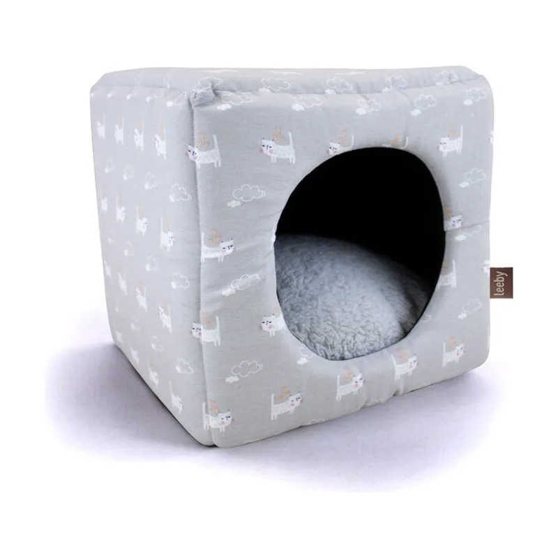 Leeby Cama Cueva Azul Claro para gatos