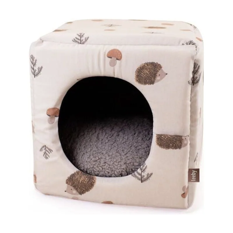 Leeby Cama Cueva Estampado de Erizos para gatos