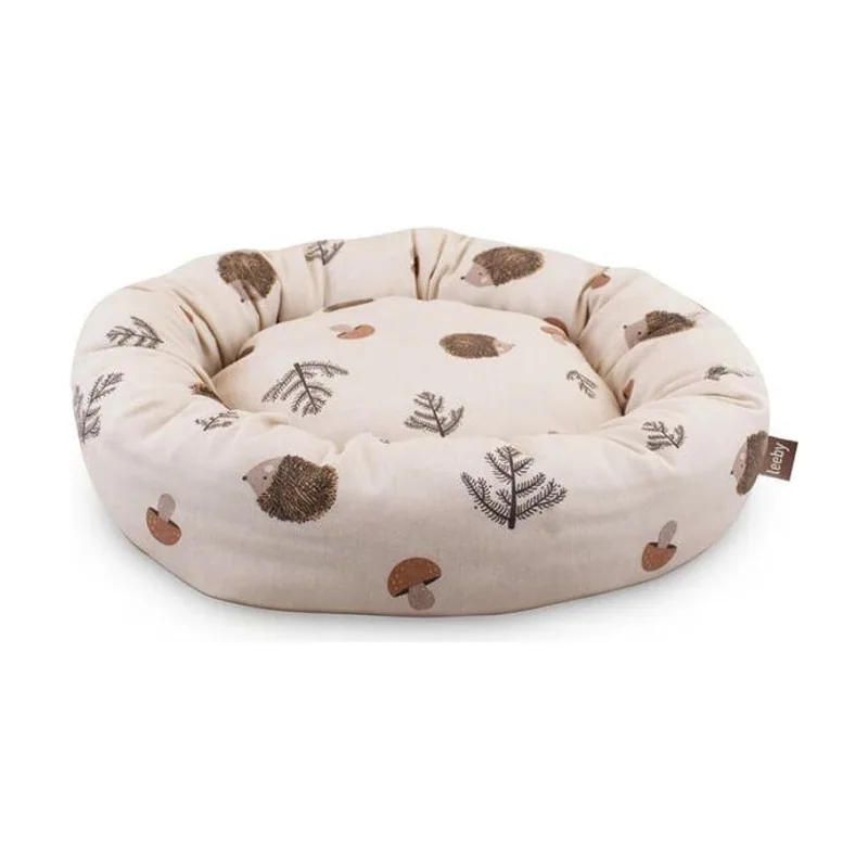 Leeby Cama Donut Antideslizante Blanca con Erizos para gatos